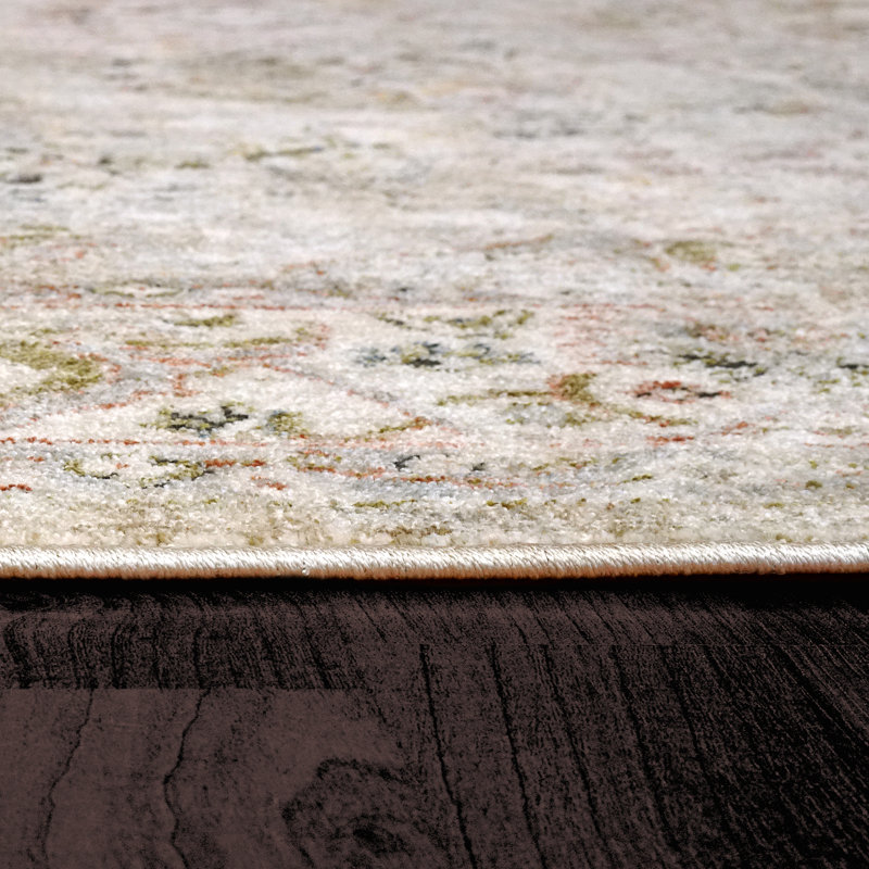 Tapis beige / gris à motif floral Dalano, Tapis de couloir : 2 pi 2 po x 7 pi 7 po