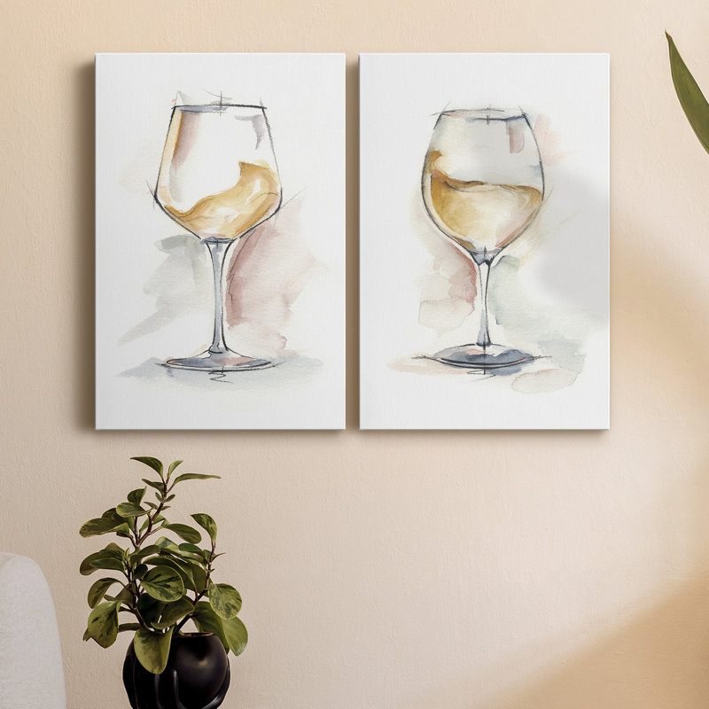 Verre à vin Étude I - Toile tendue avec châssis de qualité supérieure - Prêt à être accroché, H 36 po x l 48 po x P 1 po