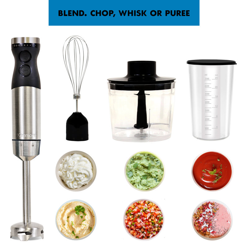 Kenmore Variable Speed Hand Immersion Blender with Food Chopper and Whisk