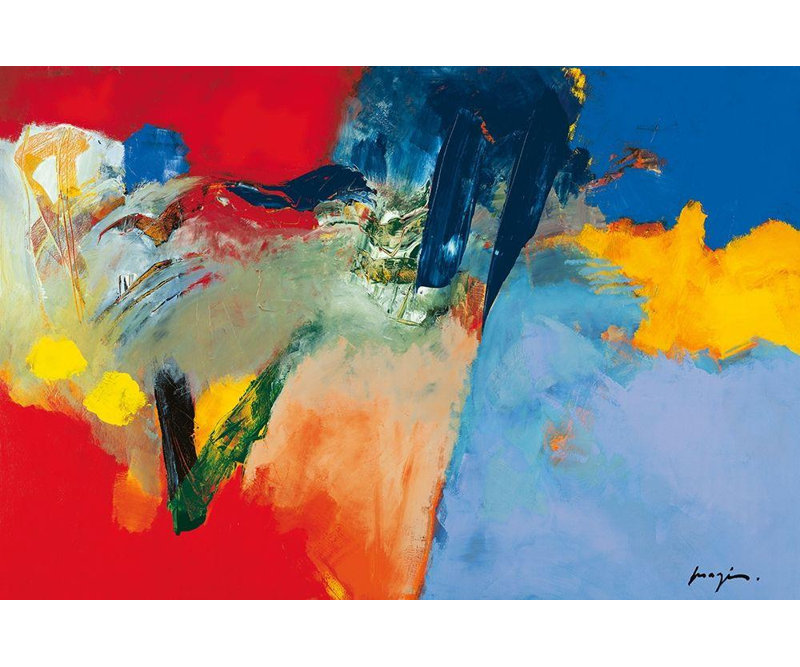 «Ivy Bronx Magis», galerie d'art sur toile tendue par Pascal, «Rouge, Bleu II», H 28 po x l 40 po