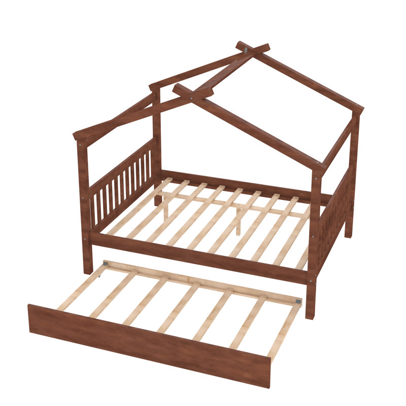Pisinemo House Beds with Trundle, Walnut, Full / Double