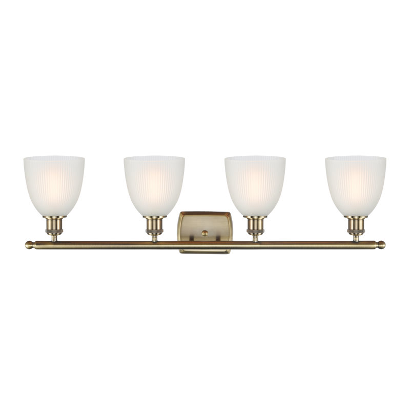 Éclairage pour meuble-lavabo en laiton antique à intensité variable Wike, Blanc, Ampoule non incluse, 4 lumières