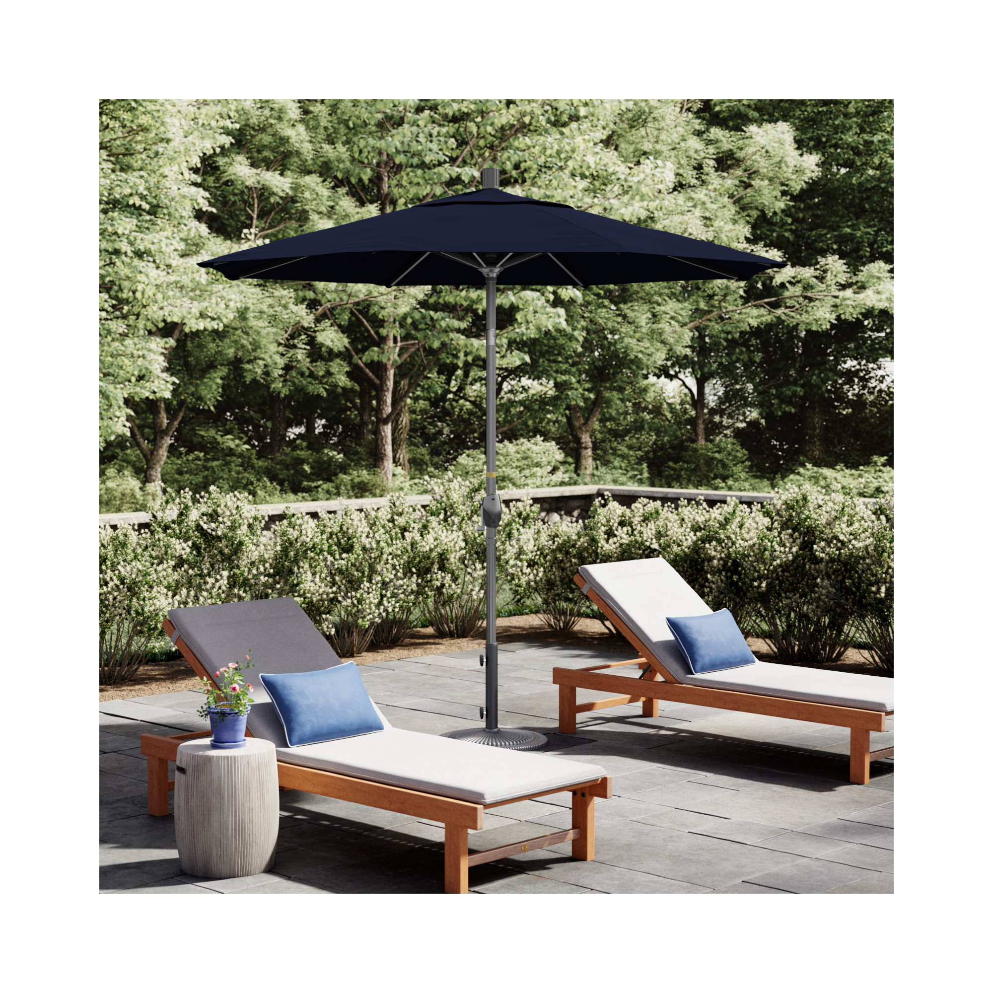 Pacific Trail Series 90'' Outdoor Umbrella, Navy Blue Performance Canvas