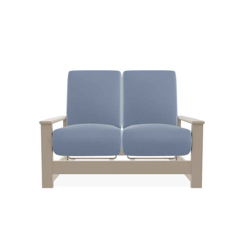 Leeward 56.5'' Wide Loveseat with Cushions, Desert, Canvas Air Blue Sunbrella® Canvas