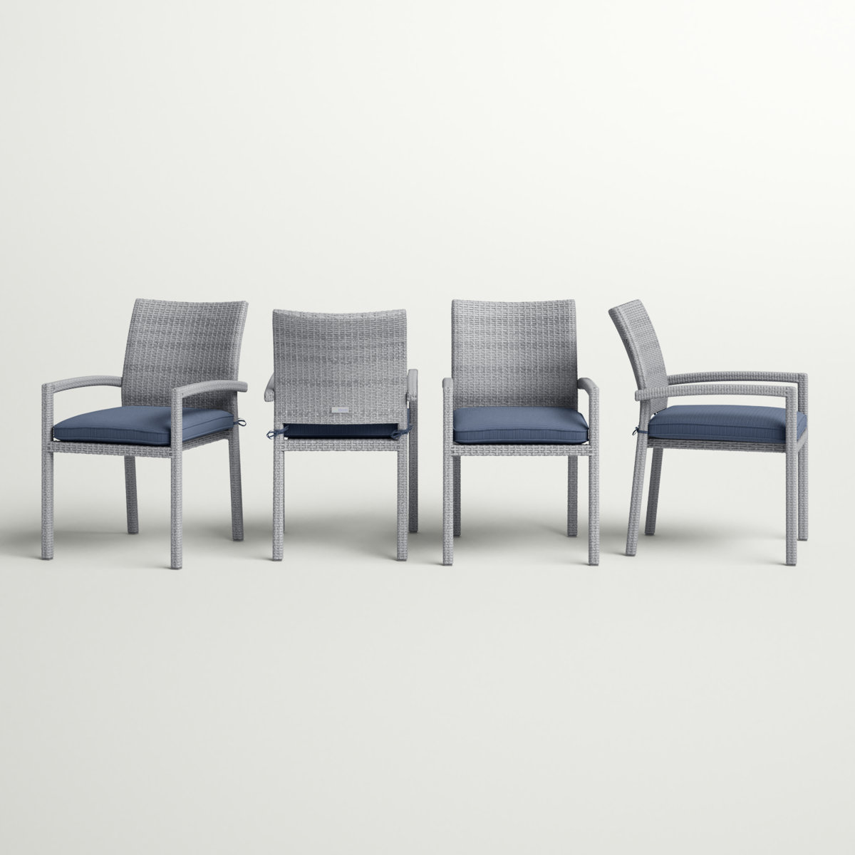 Alyisa Premium All-Weather Wicker Outdoor Stacking Dining Side Chair with Cushion (Set of 4)