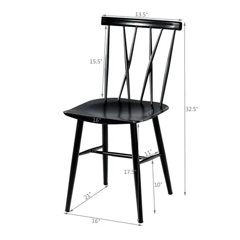 Black Metal Cross Back High Dining Side Chair Set