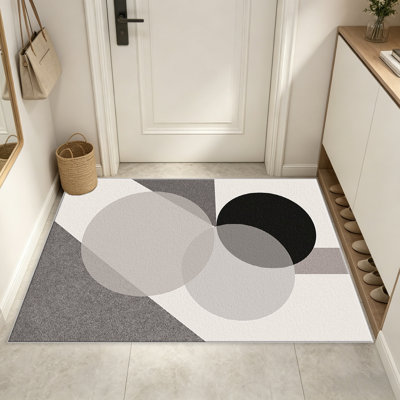 Tapis 1PC à chevauchement de cercles géométriques, tapis décoratif polyvalent et élégant, facile à nettoyer et à entretenir, meuble idéal pour la chambre à coucher, le salon, le couloir, le vestibule, le dortoir et le bureau afin de rafraîchir l'ambiance intérieure de votre maison