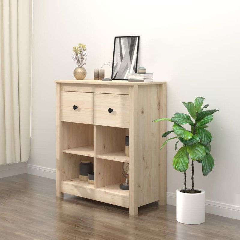 Jarelly 70 Cm Wide 2 Drawer Pine Solid Wood Sideboard, Brown