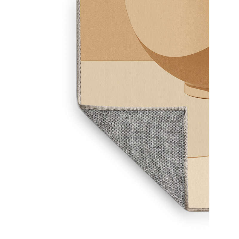 Machine Washable Templeton Tea Cup Minimalist Rug in Beige – Beige Binding, 2x5