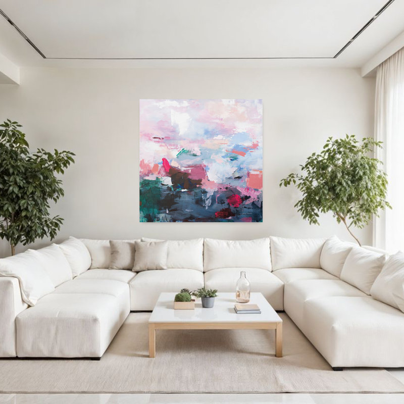 Contemporain illimité avec art abstrait bleu, H 48 po x l 48 po