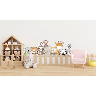 Jungle Cartoon Animals Wall Decal, Kids Room Wall Sticker, Animals Wall Decor Nursery Decals, Kids Wall Decals, Children's Room Decor, Nursery Wall Decor, Kids Bed Decor