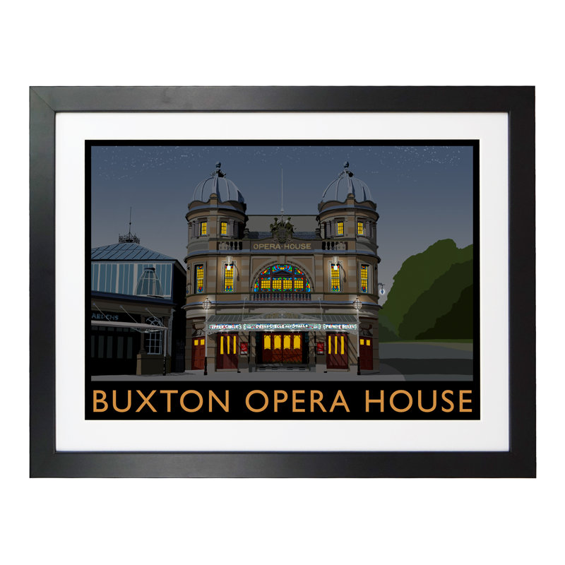 Bucton Opera House Night by Richard O'Neil - Print, 33.5 cm H x 43.5 cm W x 2.2 cm D, Black Wood Frame