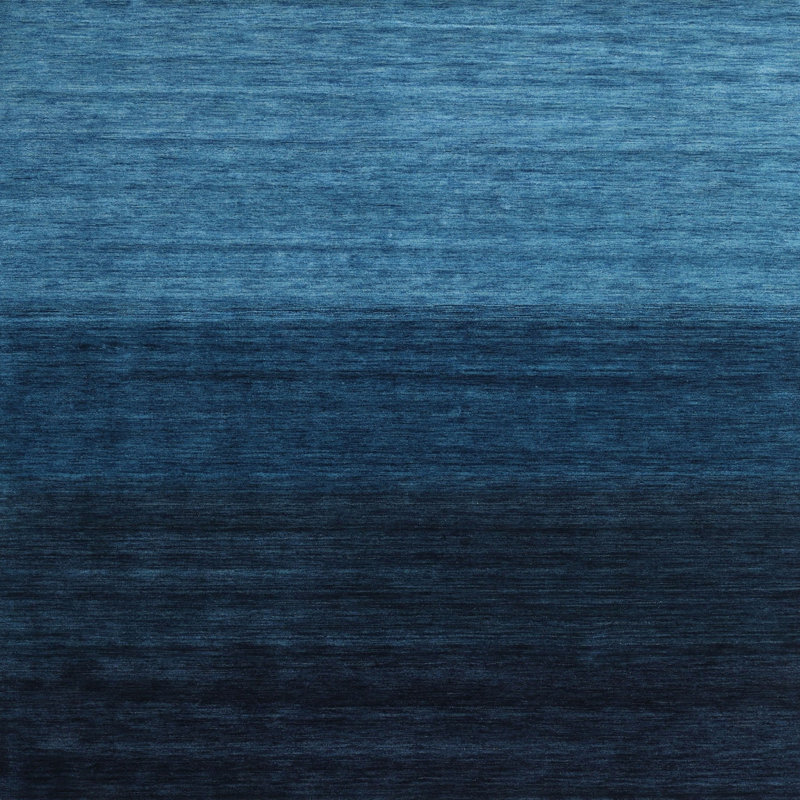 Tapis contemporain noir / bleu, Carré 8 pi