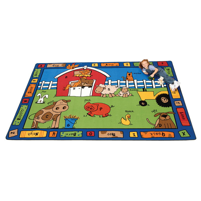 Alphabet Farm Classroom Literacy Tufted Multi Colour Area Rug, Rectangle 8'4" x 11'8"