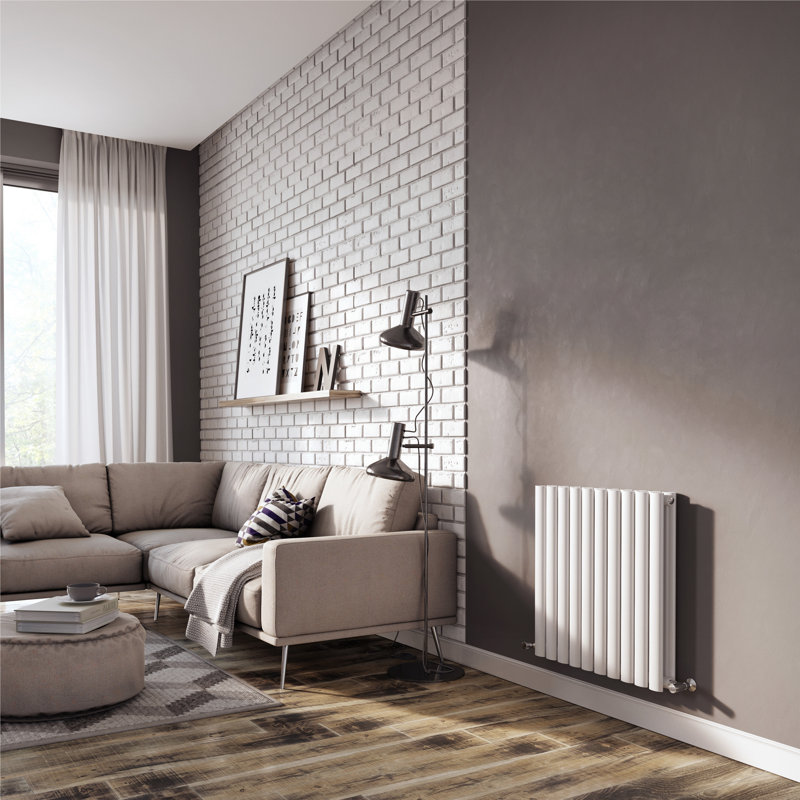  Horizontal Oval Panel Radiators, White, 600mm H x 590mm W