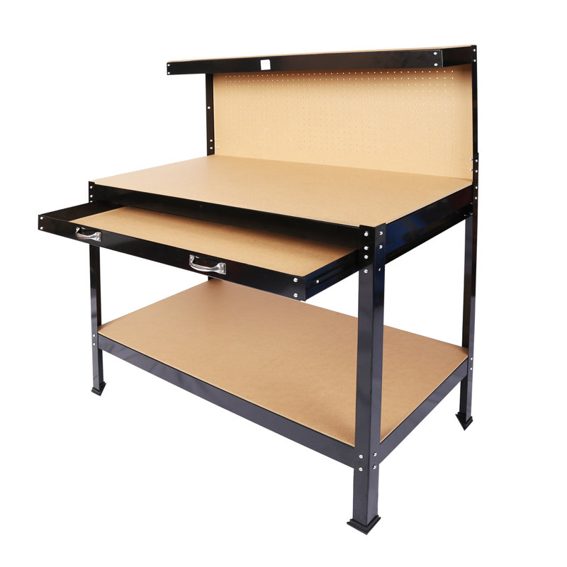 Établi de 115 cm avec capacité de 300 lb, acier au carbone noir, plateau, imperméable et surface antirouille