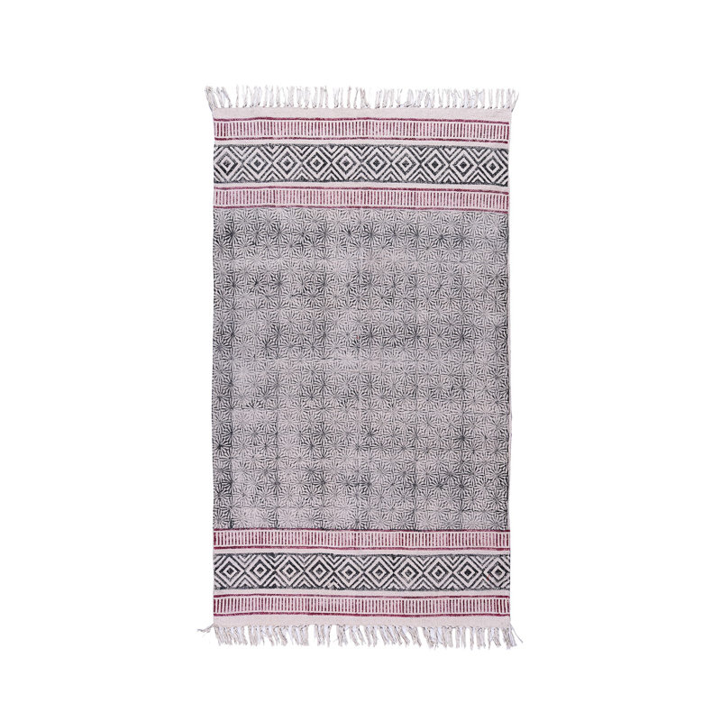 Tapis gris / rose en coton tissé à plat à la main Susanna, Rectangle de 3 pi x 5 pi