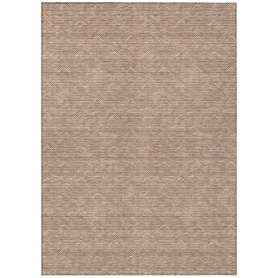 3' X 5' Brown And Beige Geometric Washable Indoor Outdoor Area Rug