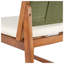 Ensemble de 2 tabourets de bar d'extérieur en bois d'acacia avec finition teck et coussins crème