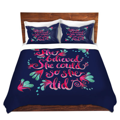  She Believed - Housse de couette en microfibre bleu marine
