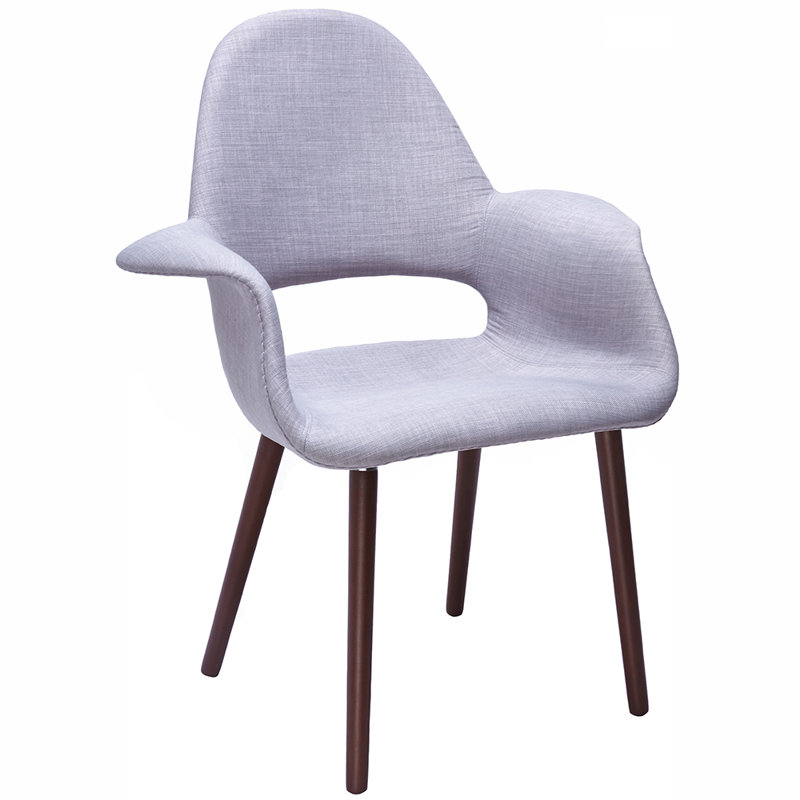 Conte Cloquet Dining Armchair - Upholstered Fabric Seat with Dark Wood Legs - Modern Kitchen & Dining Room Chair, Gray, 1