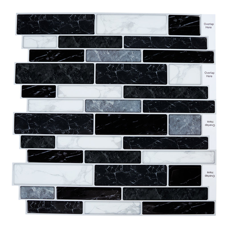 30cm x 30cm Wallpaper Tile, White/Black