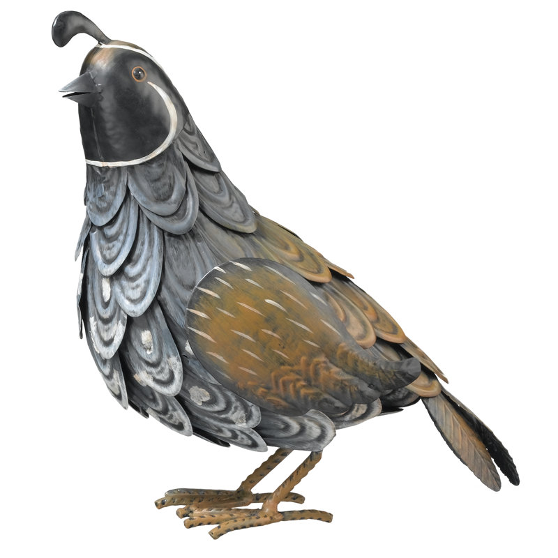 Handcrafted Metal Quail Figurine with Detailed Feathers
