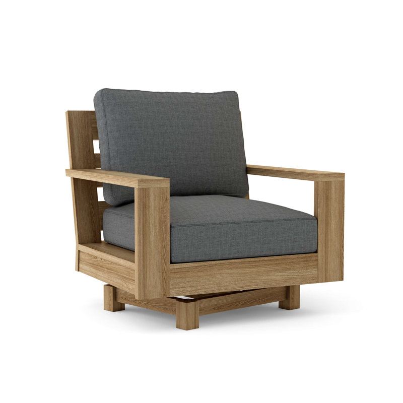 Ensemble de conversation d'extérieur en teck pour 4 personnes avec coussins Madera, Gris anthracite moulé