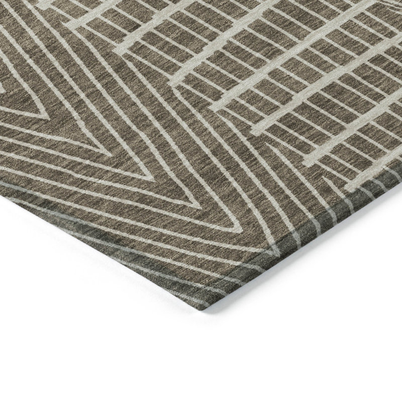 Tapis d'intérieur lavable géométrique brun 5 pi x 8 pi