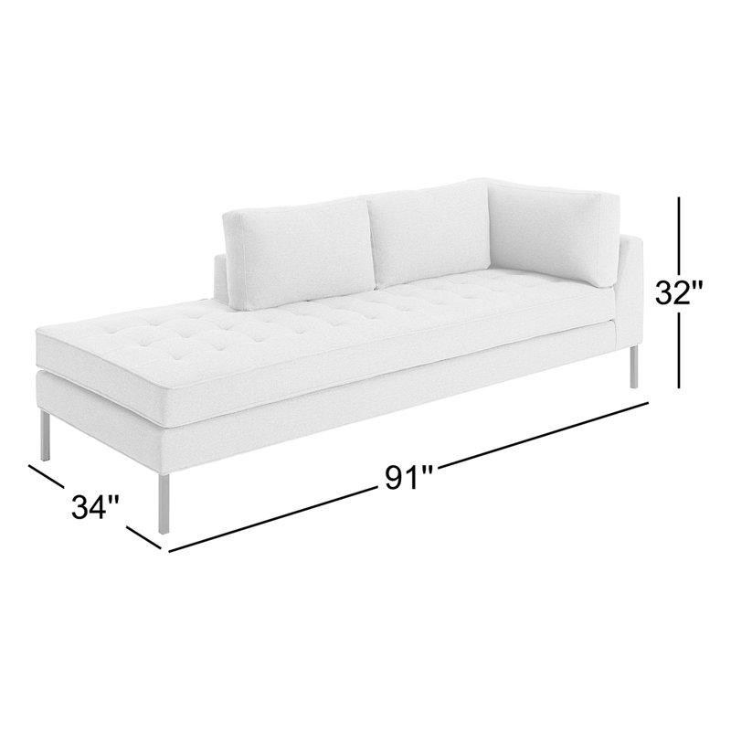 Paramount Chaise Lounge, Left Hand Facing, Sanford Ceramic Crossweave, Stainless Steel