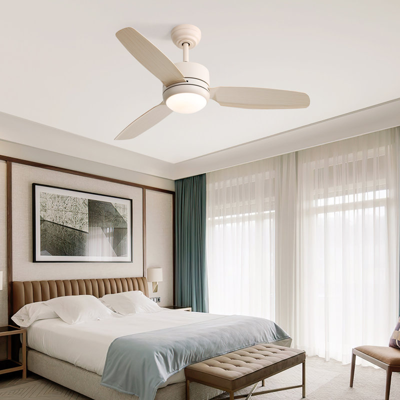 117CM 3-Blade Ceiling Fan with Lights, Remote Control, Cream, Cream