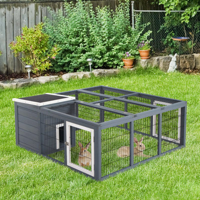 Cage à lapin avec cage principale ouverte PawHut