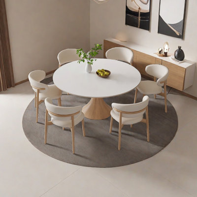 Log Cream Style Slate Dining Table