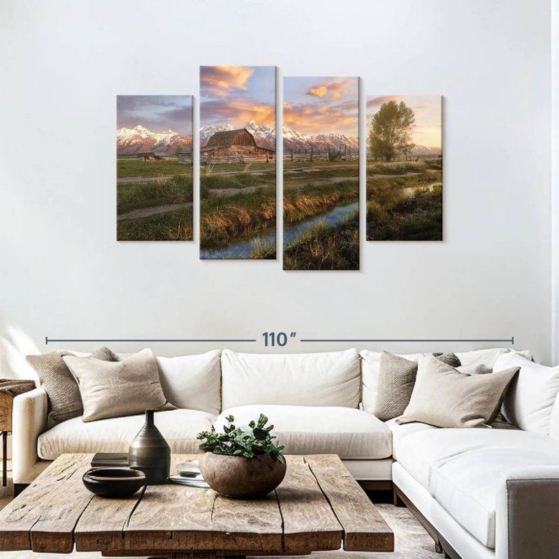 Alvord Moulton Barn Sunset Scene, 48" H x 75" W