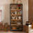 74.5''H Mid-Century Modern Ash Wood Grain Display Cabinet, Heise With Glass Doors & Adjustable Shelves For Hallways, Living Rooms, Kitchens & Offices