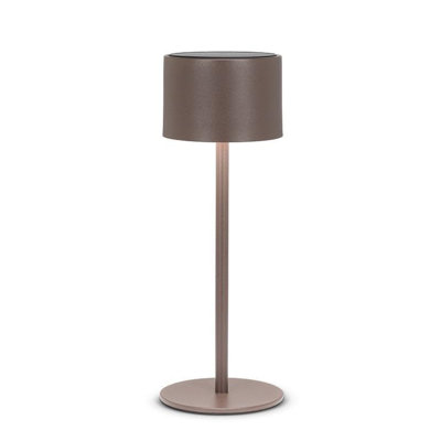 Lampe de table à DEL solaire et rechargeable USB Abbott Classic, à intensité variable avec 3 niveaux de luminosité - compatible avec l'extérieur pour la terrasse ou le jardin, 12 po, brun