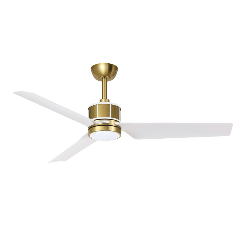 52" Modern 3-Blade Indoor Ceiling Fan with Integrated Dimmable LED Light and Remote Control, White