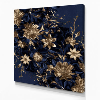 Abstrait floral 57, art mural sur toile grise