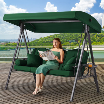 Balancelle de patio à 3 places avec auvent ajustable Arlmont & Co.