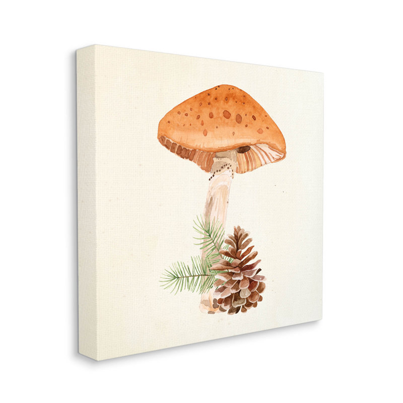 Champignon, pomme de pin botanique, estampe numérique par Lucca Sheppard, H 24 po x l 24 po x P 1,5 po