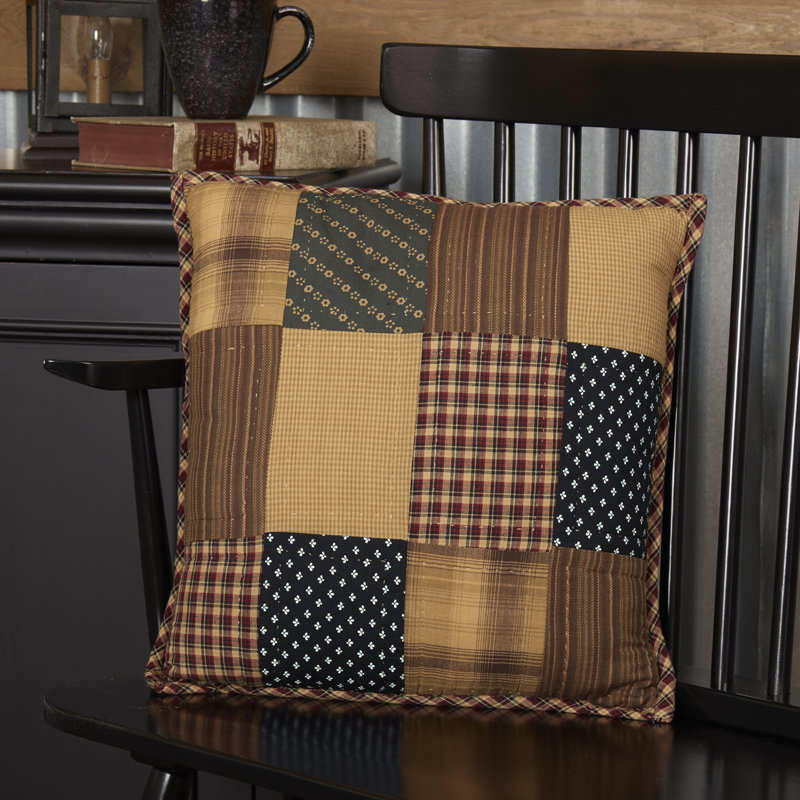 Patriotic Patchwork Cotton Reversible Throw Pillow, 16x16