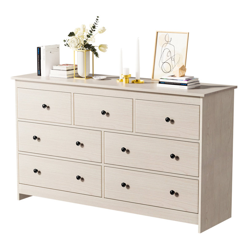 Commode 7 tiroirs Marizela, Naturel