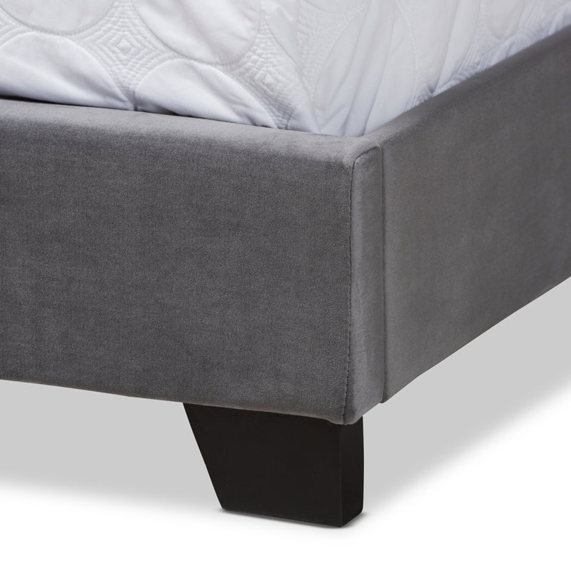 Lit standard capitonné avec rangement Fraley, Gris, Double