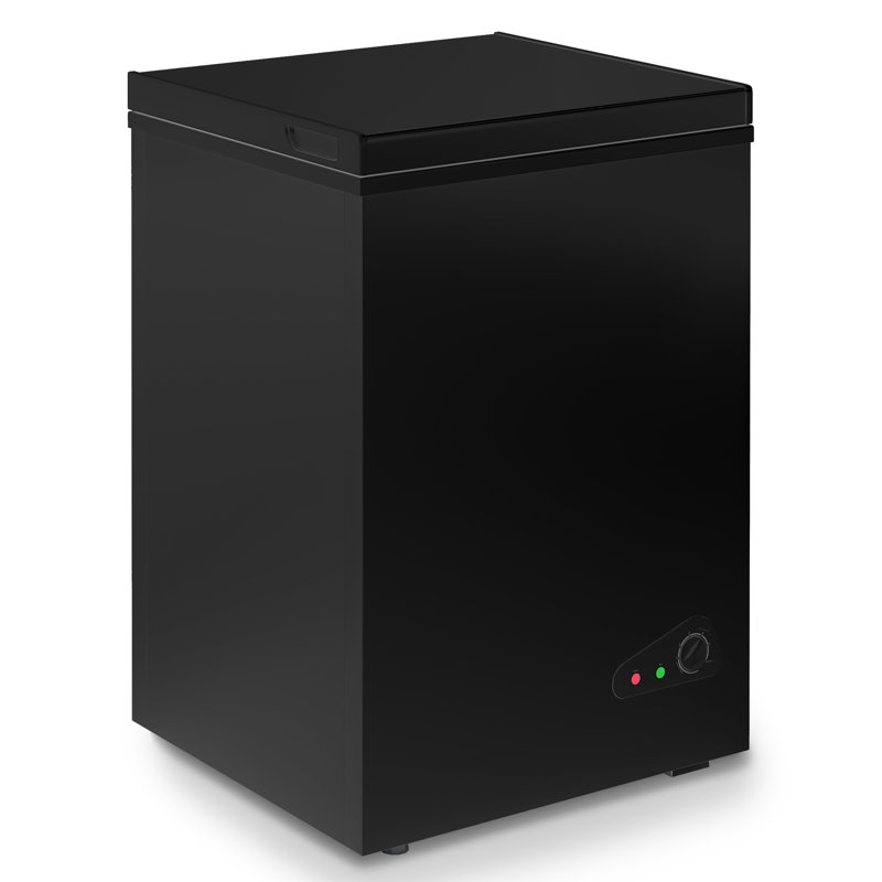 TABU Chest Freezer, 4.2 Cu Ft Deep Freezer with Removable Storage Basket, Black Top Open Door Freezer with 7 Level Adjustable Temperature