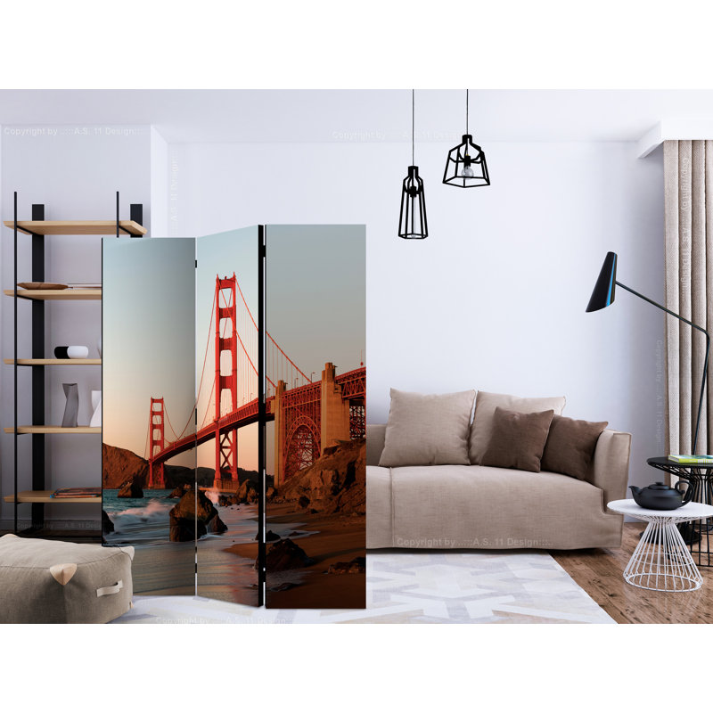 Golan 135cm W x 172cm H 3 - Panel Solid Wood Folding Room Divider