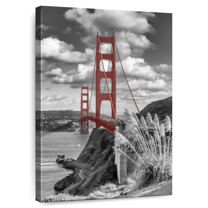 Lilie Red San Francisco Bridge, H 39 po x l 26 po