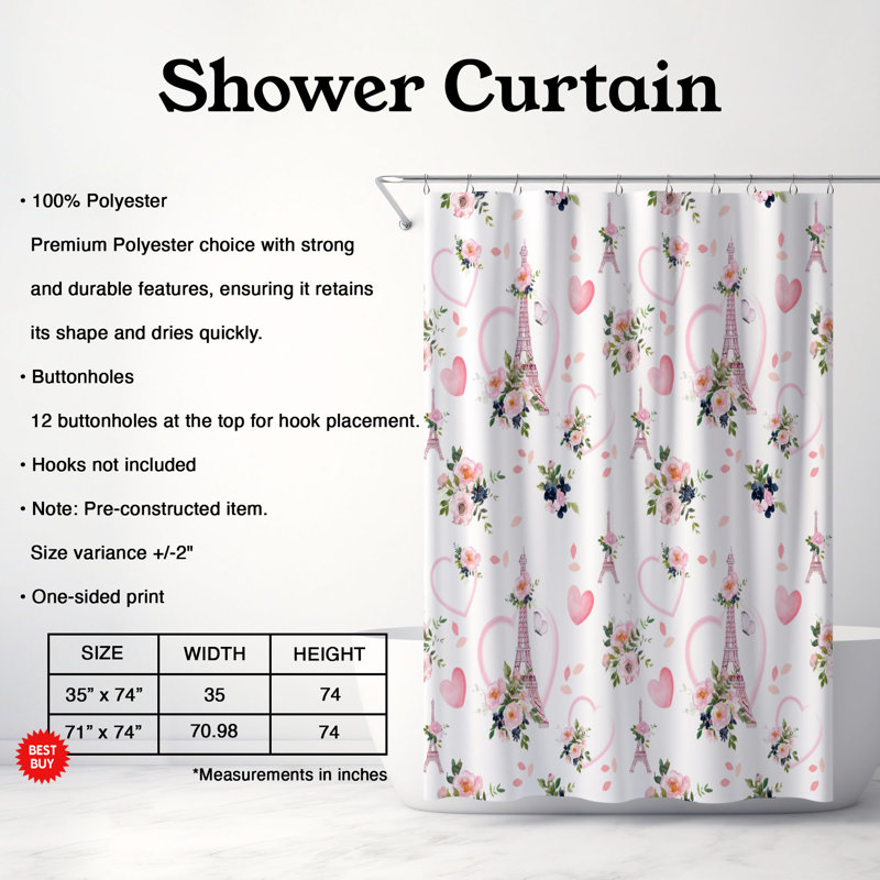 Rideau de douche Tender, H 74 po x l 71 po