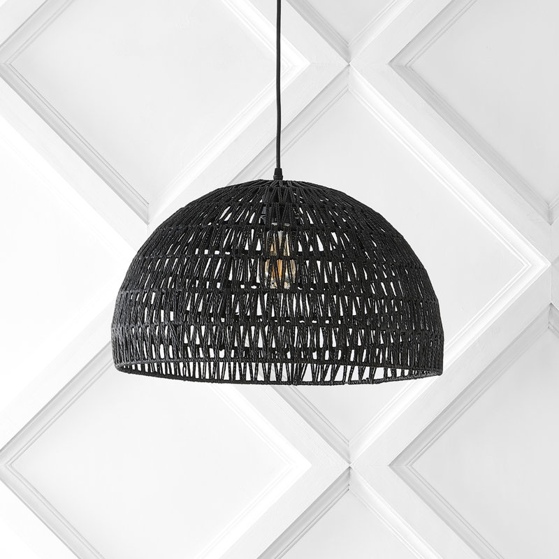 Luminaire suspendu en forme de dôme à 1 lumière Khorawa, Noir, H 88 po x l 20 po x P 20 po, Noir