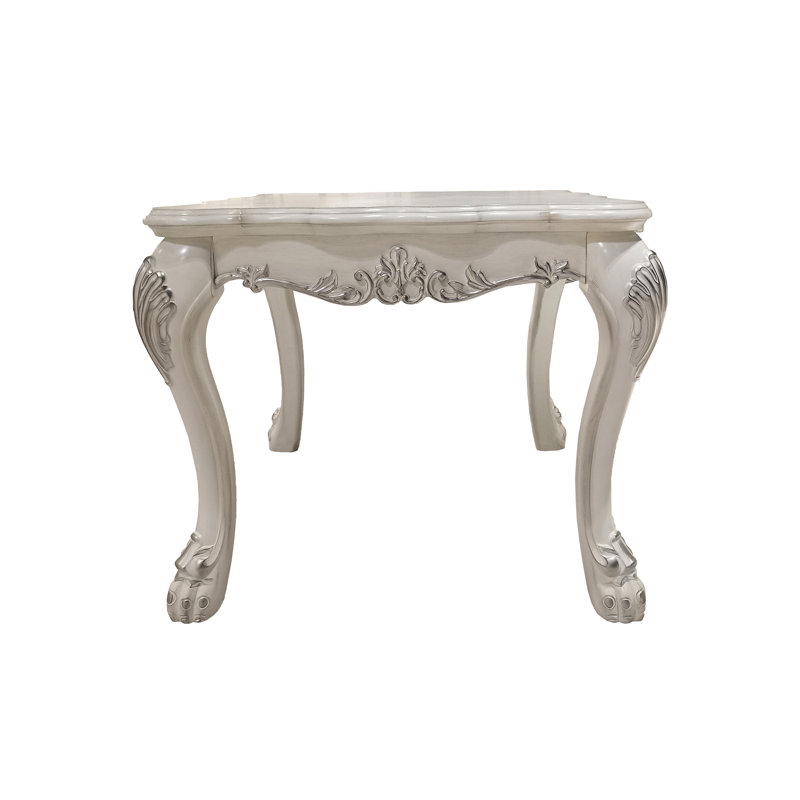 Table de bout carrée avec motifs floraux en relief, finition rétro, design transitionnel, placage de bois sans rangement, rangement, objet de style