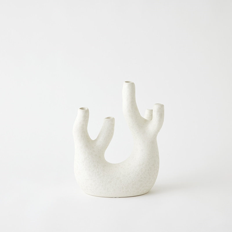 Creation Handmade Earthenware Table Vase, White